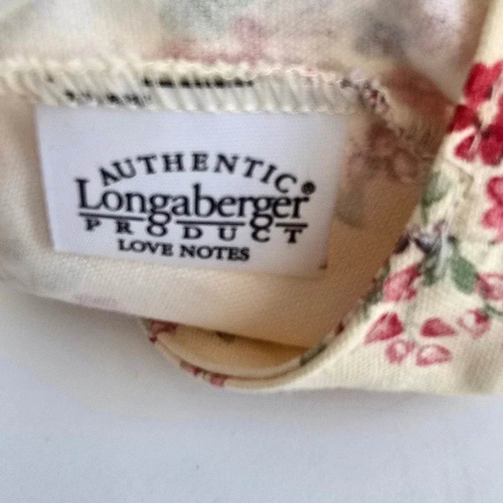 Longaberger Love Notes Basket Liner Small Cream Floral Cottagecore Accessory